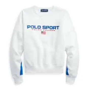 Polo Ralph Lauren Women White Polo Sport Contrast Fleece Sweatshirt